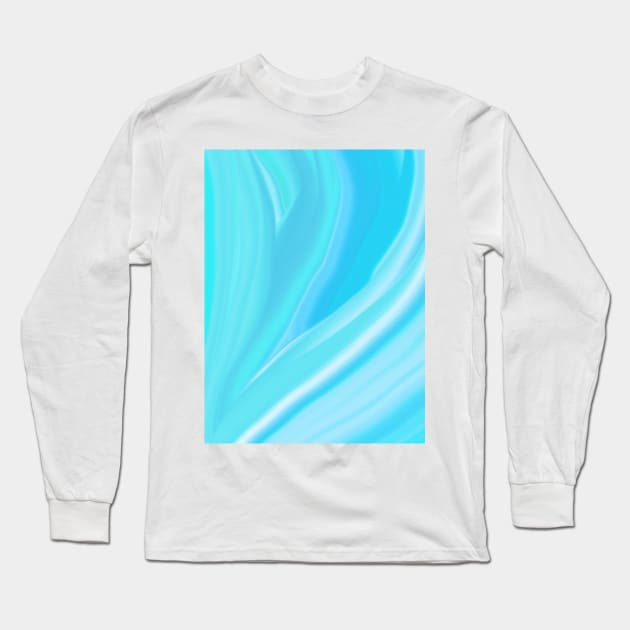 abstract turquoise and blue waves pattern Long Sleeve T-Shirt by Katarinastudioshop